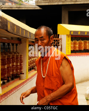 tibetan exiled monk , peoples lives ( the nepalis ) ,  life in kathmandu , kathmandu street life , nepal Stock Photo