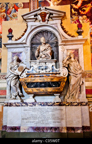 Galileo Galilei Tomb Bust Statues Basilica Santa Croce Cathedral Florence Italy Stock Photo