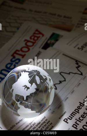 Globe and Newspaper for background Stock Photo