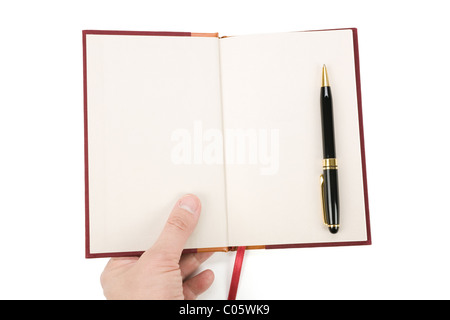 book and pen close up shot Stock Photo