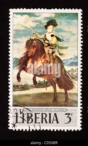 Postage stamp from Liberia depicting Prince Balthasar Carlos-Valezquez. Stock Photo