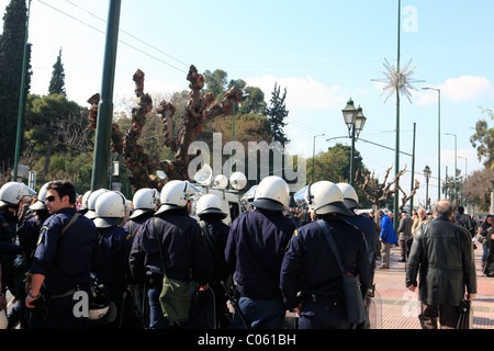 europe greece athens riot police during an anti government rally Stock Photo
