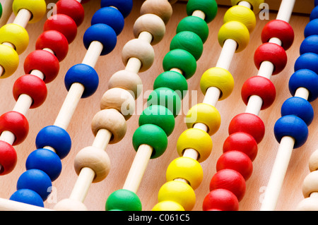 Education concept - Abacus with many colorful beads Stock Photo