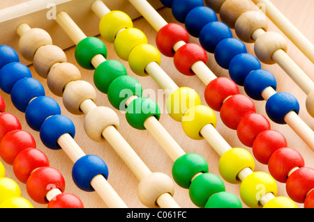 Education concept - Abacus with many colorful beads Stock Photo