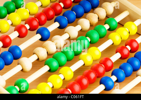 Education concept - Abacus with many colorful beads Stock Photo