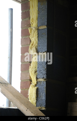 Cavity wall insulation of a house extension.