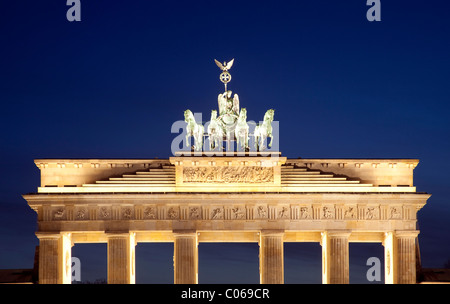 Brandenburg Gate with Quadriga, Pariser Platz square, Berlin-Mitte, Berlin, Germany, Europe Stock Photo