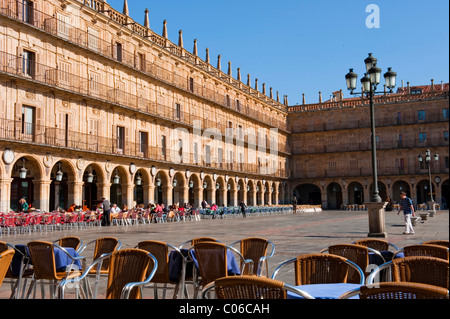 Plaza Mayor Square, baroque, built in 1755 by the architect Alberto de Churriguera, Salamanca, Old Castile, Castilla-Leon, Spain Stock Photo