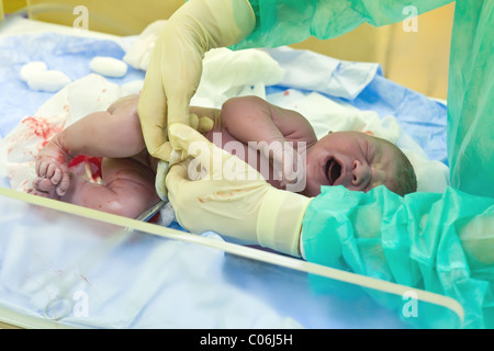 after girl newborn baby delivery right alamy