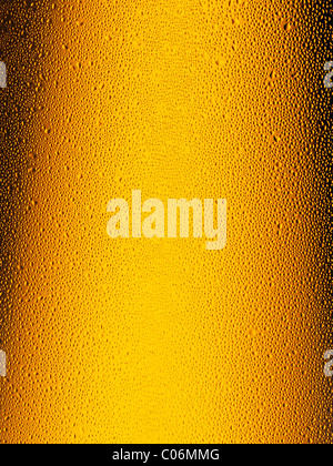 Beer Bottle, Close Up. Showing Condensation on the Bottle Neck. Stock Photo