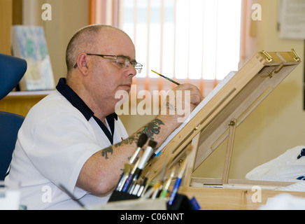 In the art room at Centre 81, an innovative skill centre for disabled people where the motto is 'Ability Not Disability' Stock Photo