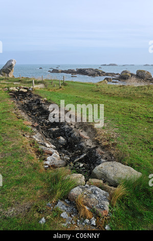Open air oven to burn seaweed for gaining soda for the production of iodine, Menez Ham, Kerlouan, Finistère, Brittany, France