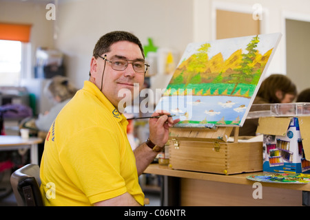 In the art room at Centre 81, an innovative Yarmouth skil centre for disabled people where the motto is 'Ability Not Disability' Stock Photo