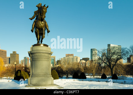 Boston Public Garden in the winter. Stock Photo