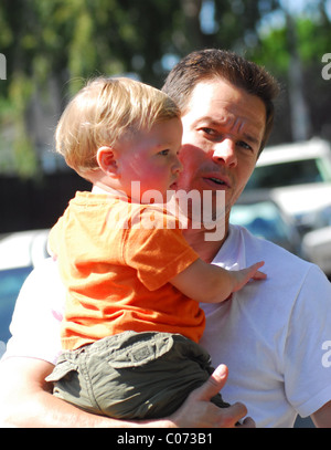 Mark Wahlberg and son Michael Wahlberg picking pumpkins ready for Halloween Los Angeles, California - 14.10.07  : Stock Photo