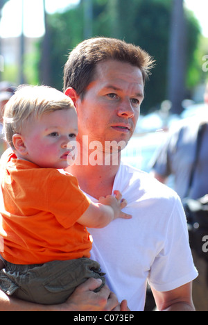 Mark Wahlberg and son Michael Wahlberg picking pumpkins ready for Halloween Los Angeles, California - 14.10.07  : Stock Photo