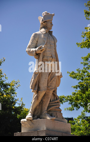 Captain Cook Statue, Queen Victoria Statue, Victoria Square, Christchurch, Canterbury Region, South Island, New Zealand Stock Photo
