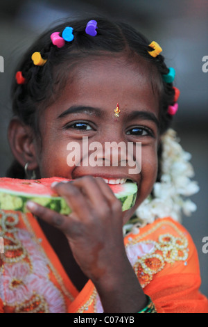 Indian girl eating Andhra Pradesh South India Stock Photo - Alamy