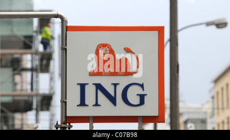 ING bank agency logo in Warsaw, Poland Stock Photo