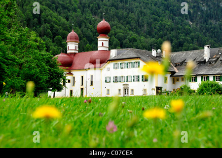 St. Bartholomae pilgrimage church, 12th century, Koenigssee lake, Nationalpark Berchtesgaden Alpine national park, Bavaria Stock Photo