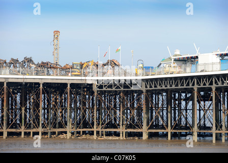 The fire damaged Grand Pier at Weston-super-Mare Sep 2008 Somerset UK Stock Photo