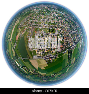 Aerial picture, fisheye shot, Oer-Erkenschwick, Ruhr Area, North Rhine-Westphalia, Germany, Europe Stock Photo