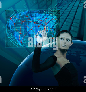 Businesswoman using a virtual screen Stock Photo