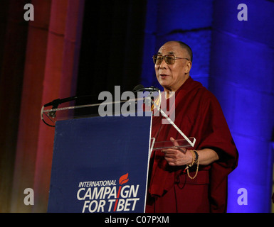 His Holiness the 14th Dalai Lama  speaking at the International Campaign For Tibet Congressional Gold Medal Gala held at the Stock Photo