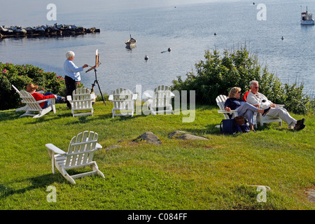 Island Inn, artist colony, Monhegan Island, Maine coast, New England, USA Stock Photo