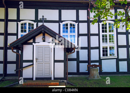 Historic timber-framed church in Ahlbeck, Ahlbecker Dorfkirche, build in 1754, Ahlbeck, Uecker-Randow district Stock Photo