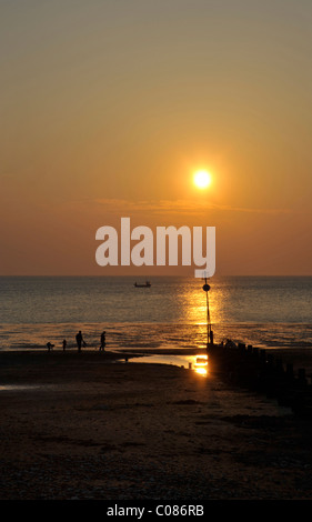 Sunset over the wash on Hunstanton beach in Norfolk, UK. Stock Photo