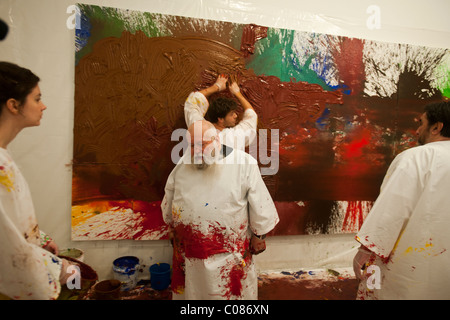 Hermann Nitsch live painting action '60. Painting Action// 60. Malaktion'  in Chelsea in New York Stock Photo