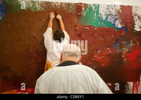 Hermann Nitsch live painting action '60. Painting Action// 60. Malaktion'  in Chelsea in New York Stock Photo