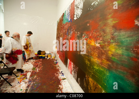 Hermann Nitsch live painting action '60. Painting Action// 60. Malaktion'  in Chelsea in New York Stock Photo