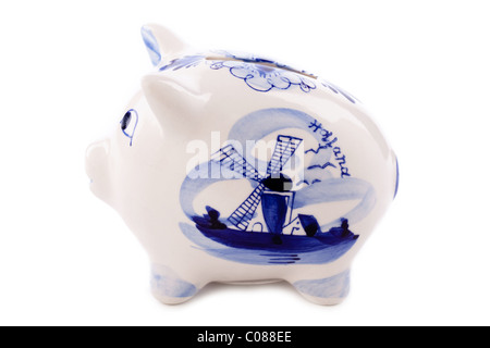 typical dutch delft blue piggy bank isolated on white background Stock ...