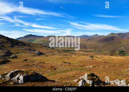Macgillycuddyreeks Mountains and Valley near Moll's Gap, Killarney National Park, County Kerry, Ireland Stock Photo