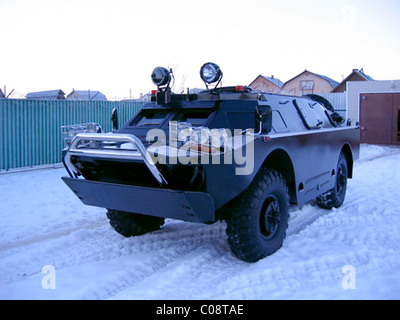 Pimped armoured 'Combat Reconnaissance Patrol Vehicle' made from Russian BRDM. Bought by a Moscow entrepreneur, the amphibious Stock Photo