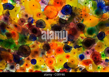 The glass ceiling by Dale Chihuly, in the lobby of the Bellagio, Las Vegas Stock Photo