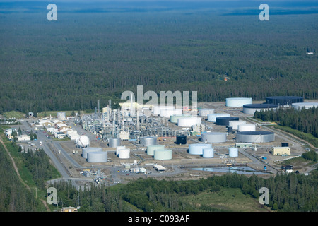 Aerial view of the Tesoro natural gas refinery in Nikiski, Kenai Peninsula, Southcentral Alaska, Summer Stock Photo