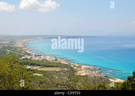 Overview from the La Mola area to Es Calo, Formentera, Pityuses, Balearic Islands, Spain, Europe Stock Photo