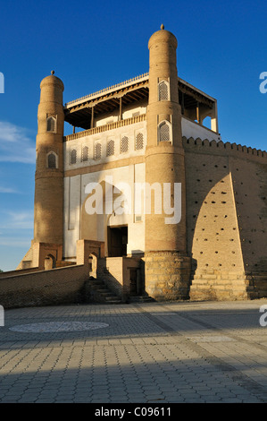 Main entrance gate of Ark fortress in Bukhara, Buchara, Silk Road, Unesco World Heritage Site, Uzbekistan, Central Asia Stock Photo