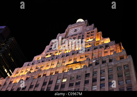 Buppa Gump Building, detail, night, Times Square, Manhattan, New York City, New York, USA Stock Photo