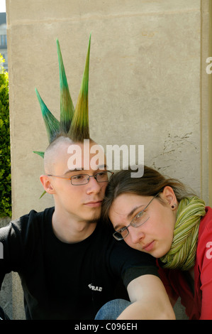 Young couple, Wave Gothic Treffen music festival, Leipzig, Saxony, Germany, Europe Stock Photo