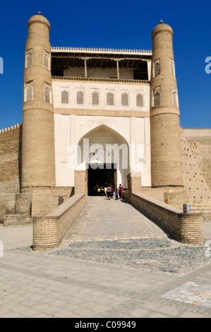 Main entrance gate of Ark fortress in Bukhara, Buchara, Silk Road, Unesco World Heritage Site, Uzbekistan, Central Asia Stock Photo