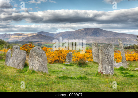 Derreenataggart stone circle, Megaliths, Castletownbere, Beara Peninsula, Cork, Republic of Ireland, British Isles, Europe Stock Photo