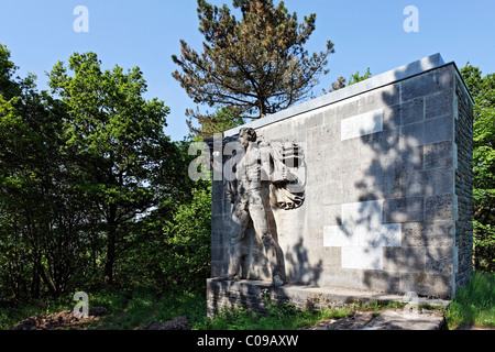 Torchbearer, monumental stone sculpture from the Nazi era, former NS-Ordensburg Vogelsang, International Place in Eifel National Stock Photo