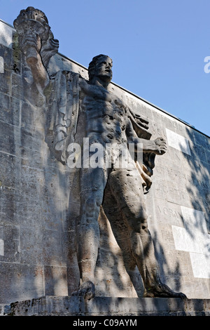 Torchbearer, monumental stone sculpture from the Nazi era, former NS-Ordensburg Vogelsang, International Place in Eifel National Stock Photo