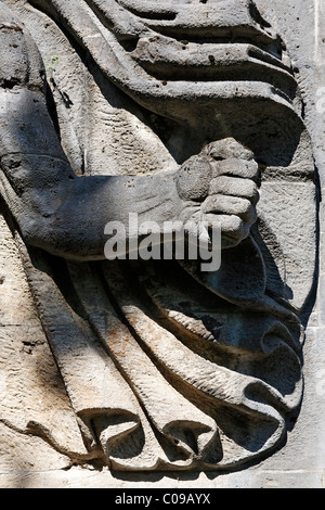 Clenched fist, torchbearer, monumental stone sculpture from the Nazi era, former NS-Ordensburg Vogelsang, International Place in Stock Photo