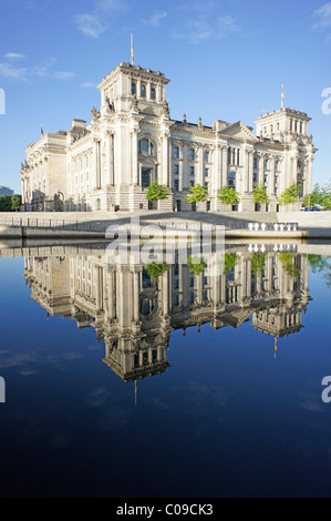 Reichstag parliament seen from the Spree river, Regierungsviertel government district, Berlin, Germany, Europe Stock Photo