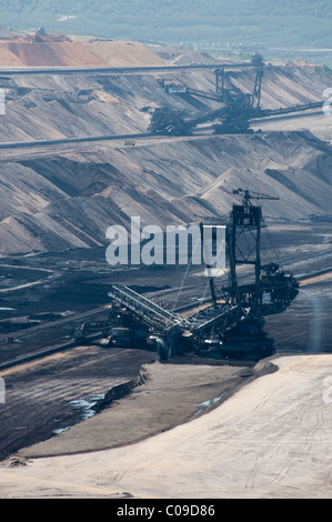 Bucket wheel excavator and stacker in an open-pit mine, Garzweiler, North Rhine-Westphalia, Germany, Europe Stock Photo